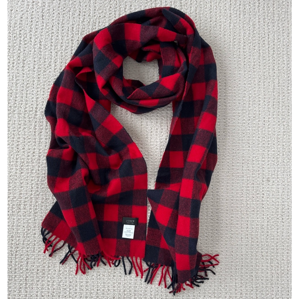 J Crew Buffalo Check Cashmere Scarf